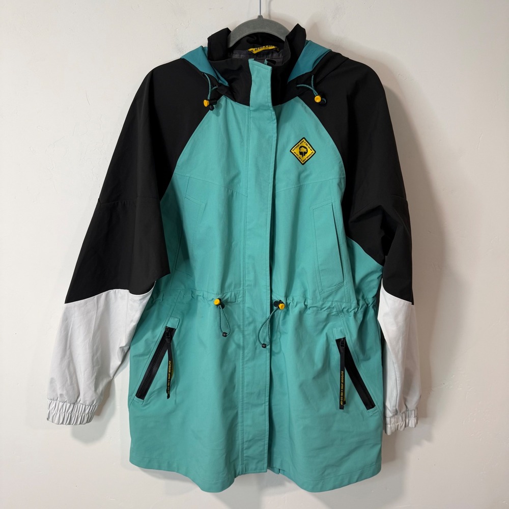 Outdoor Afro x REI Co-op Womens Shell Jacket Large Teal Black Rain Waterproof